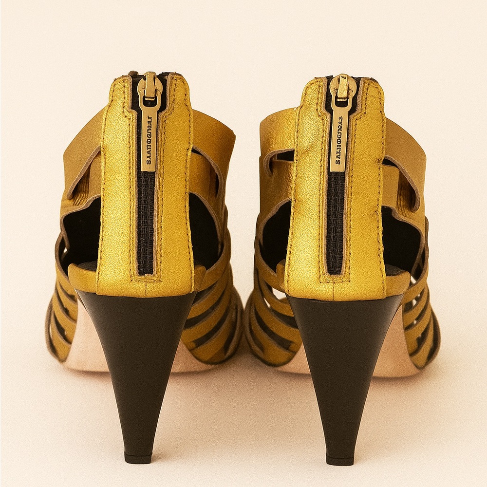 Donald J Pliner Gold Strappy Heeled Sandals – Size 10 - Picture 4 of 5